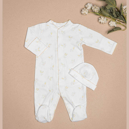 Pijama Bebé Algodón Pima Conejos Amarillos