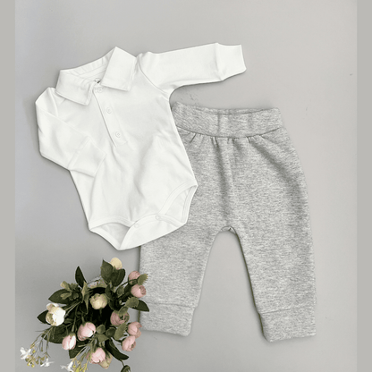 Conjunto Bebé Body y Pantalon Gris