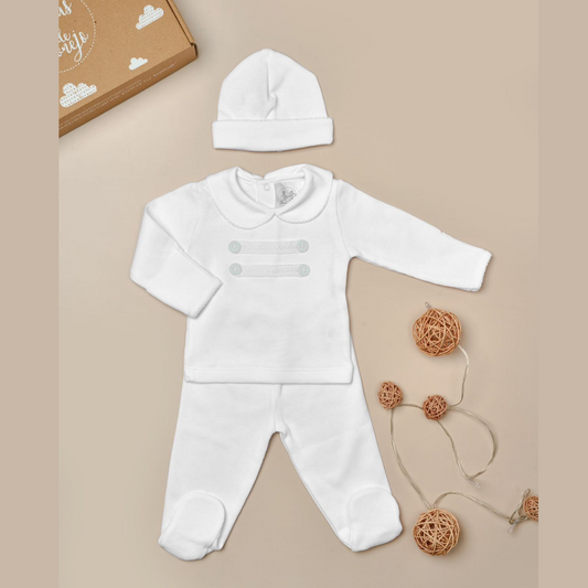 Conjunto Bebé Primer Día Algodon Pima - Blanco