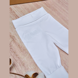 Pantalón Bebé Pretina Alta y Pie Reversible -Blanco