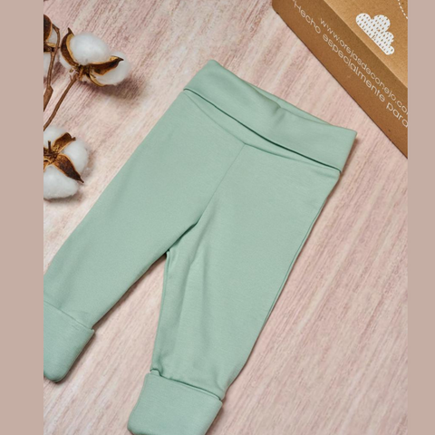 Pantalón Bebé Pretina Alta y Pie Reversible -Verde