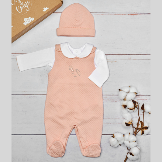 Conjunto Bebé Algodón Pima Overol y Mameluco Melón