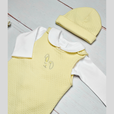 Conjunto Bebé Algodón Pima Overol y Mameluco Amarillo