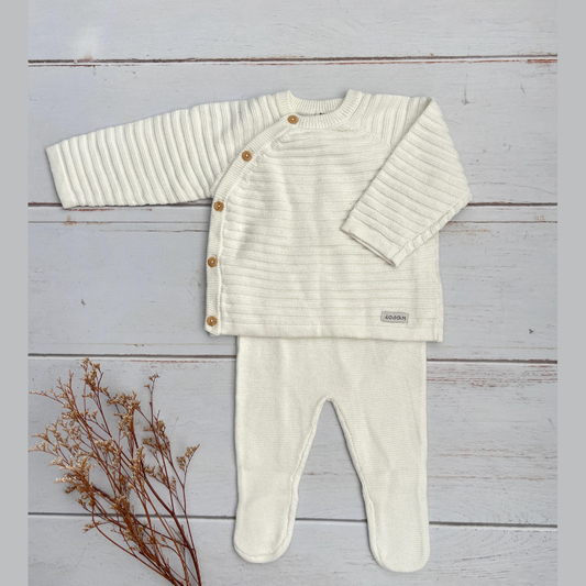 Conjunto Bebé Tejido Hila Crema