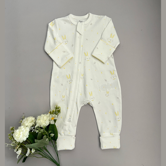 Pijama Bebé Algodón Pima Conejos Amarillos