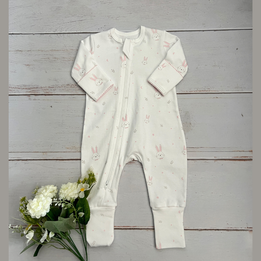 Pijama Bebé Algodón Pima Conejos Rosados