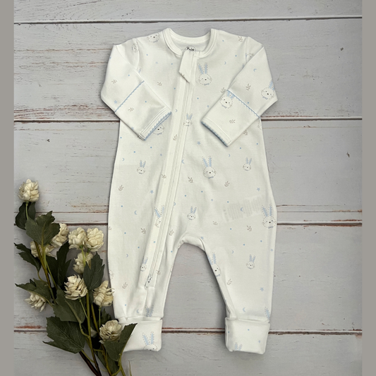Pijama Bebé Algodón Pima Conejos Celestes