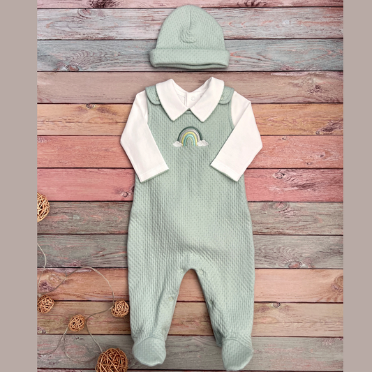 Conjunto Bebé Algodón Pima Overol y Mameluco Verde