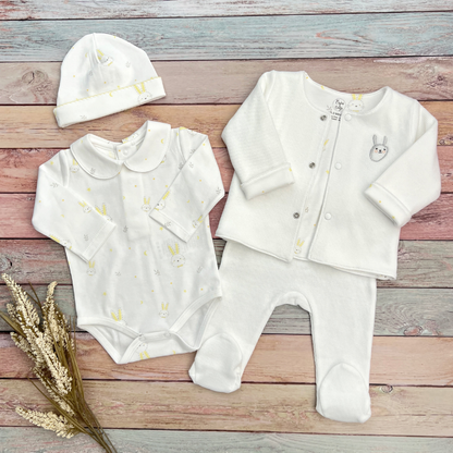 Conjunto 4 Prendas Bebé Algodón Pima Blanco