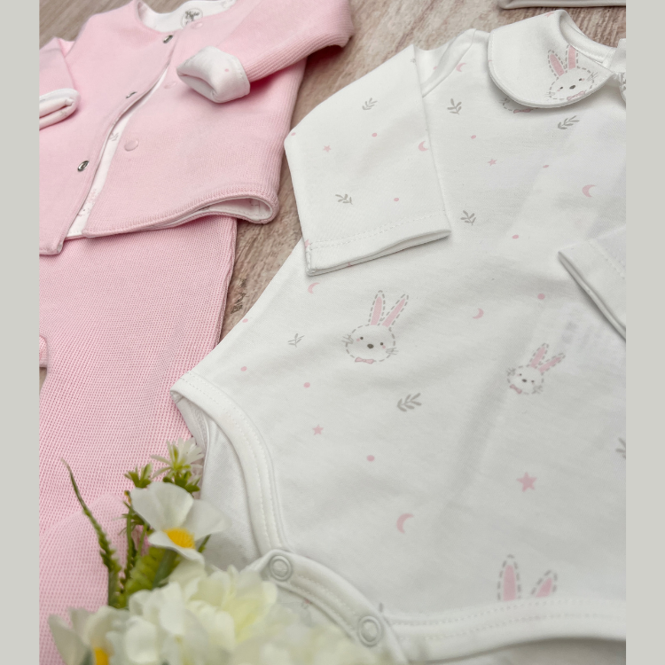 Conjunto 4 Prendas Bebé Algodón Pima Rosa