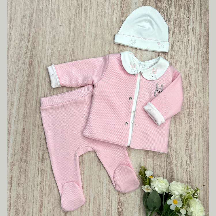 Conjunto 4 Prendas Bebé Algodón Pima Rosa