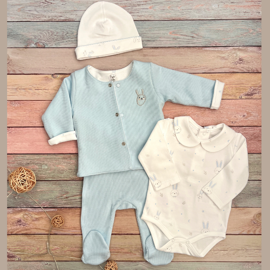 Conjunto 4 Prendas Bebé Algodón Pima Azul