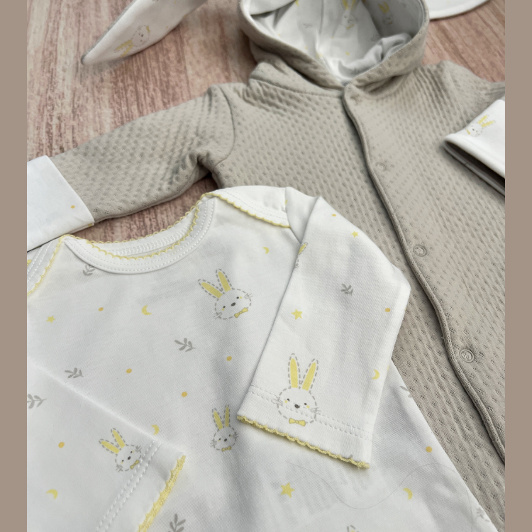 Set Bebé 3 Prendas Enterizo Orejas de Conejo Gris