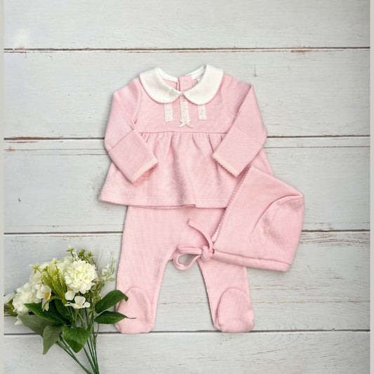 Conjunto Bebé Primer Día Algodón Pima - Rosado