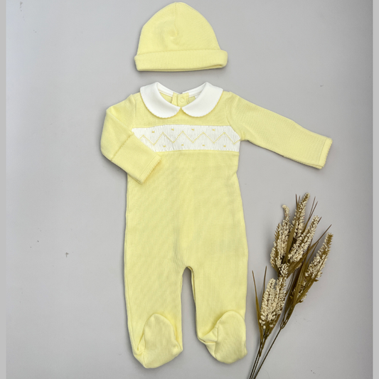 Enterizo Primer Dia Bebé Algodón Pima Amarillo