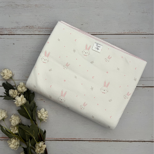 Cobertor Bebé Algodon Pima Polar Conejos Rosado