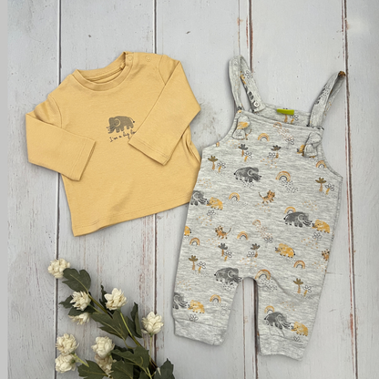 Overol y Camiseta Gris Elefantes