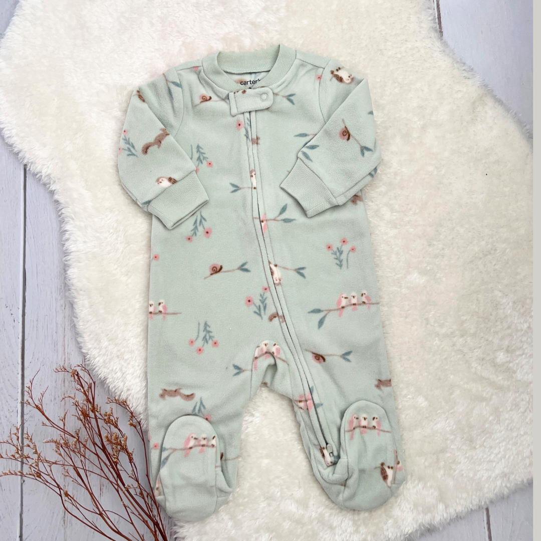 Pijama Fleece Floral Verde