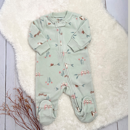 Pijama Fleece Floral Verde