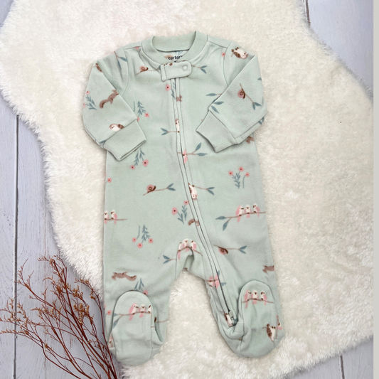 Pijama Fleece Floral Verde