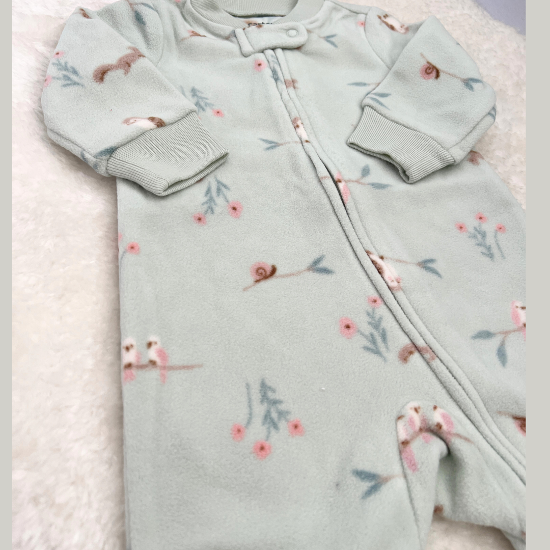 Pijama Fleece Floral Verde