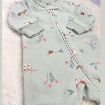 Pijama Fleece Floral Verde