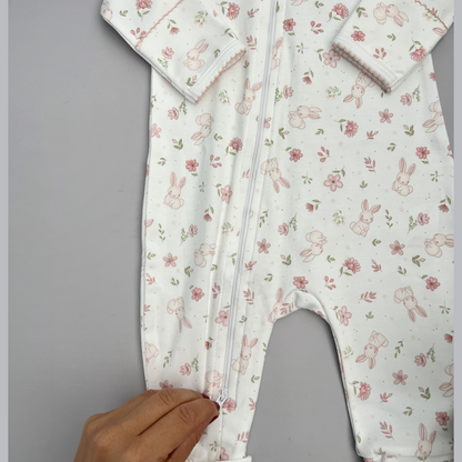 Pijama Bebé Algodón Pima Conejitos y Flores