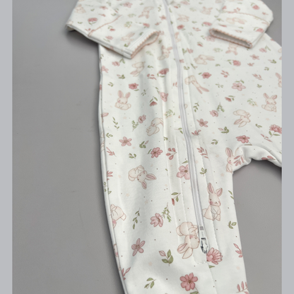 Pijama Bebé Algodón Pima Conejitos y Flores