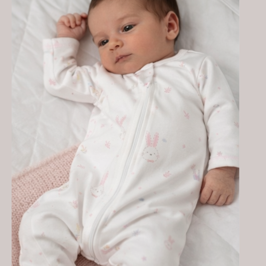 Pijama Bebé Algodón Pima Conejos Rosados