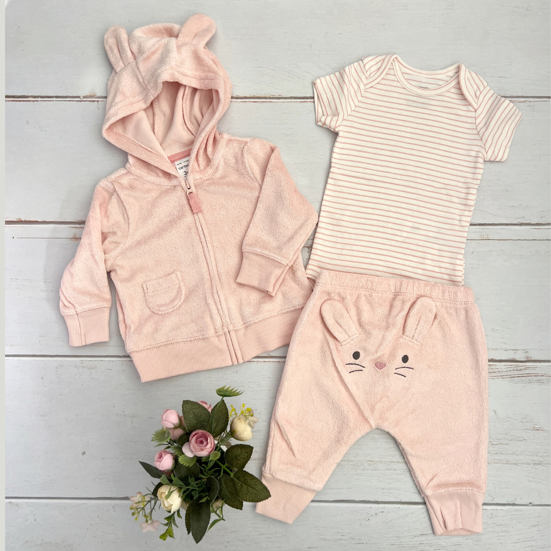 Sudadera Bebé Capota Conejito Rosa