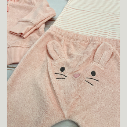 Sudadera Bebé Capota Conejito Rosa