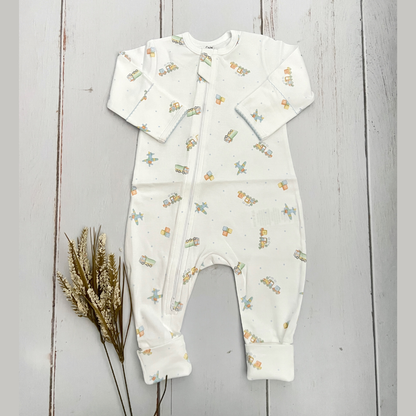 Pijama Bebé Algodón Pima Trenes