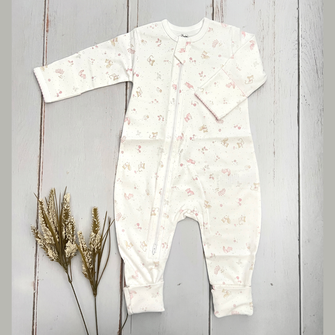 Pijama Bebé Algodón Pima Ardillas Rosa