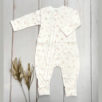 Pijama Bebé Algodón Pima Ardillas Rosa