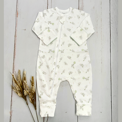 Pijama Bebé Algodón Pima Elefantes Verdes