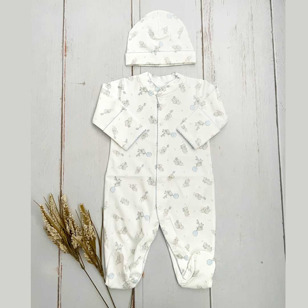 Pijama Bebé Enterizo Algodón Pima Conejos Azul