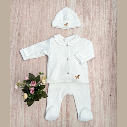 Conjunto 4 Prendas Bebé Algodón Pima Blanco