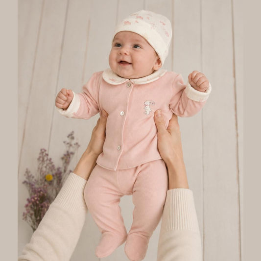 Conjunto 4 Prendas Bebé Algodón Pima Rosa