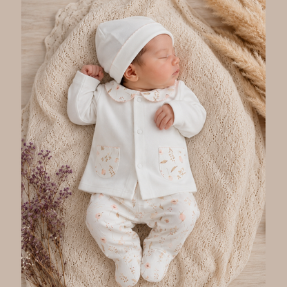 Set Bebé Recién Nacido 4 Prendas Chaqueta Floral
