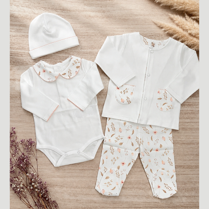 Set Bebé Recién Nacido 4 Prendas Chaqueta Floral