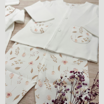 Set Bebé Recién Nacido 4 Prendas Chaqueta Floral