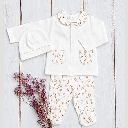Set Bebé Recién Nacido 4 Prendas Chaqueta Floral