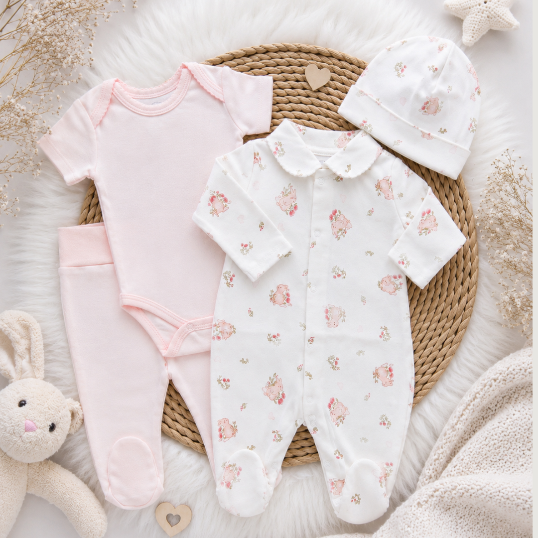 Set Bebé Recién Nacido 4 prendas Rosado