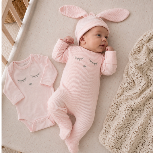Set Bebé Algodón Pima Carita - Rosado