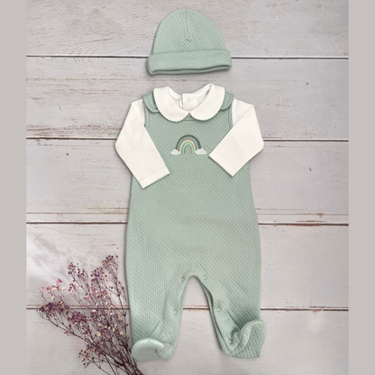 Conjunto Bebé Algodón Pima Overol y Mameluco Verde