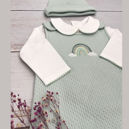 Conjunto Bebé Algodón Pima Overol y Mameluco Verde