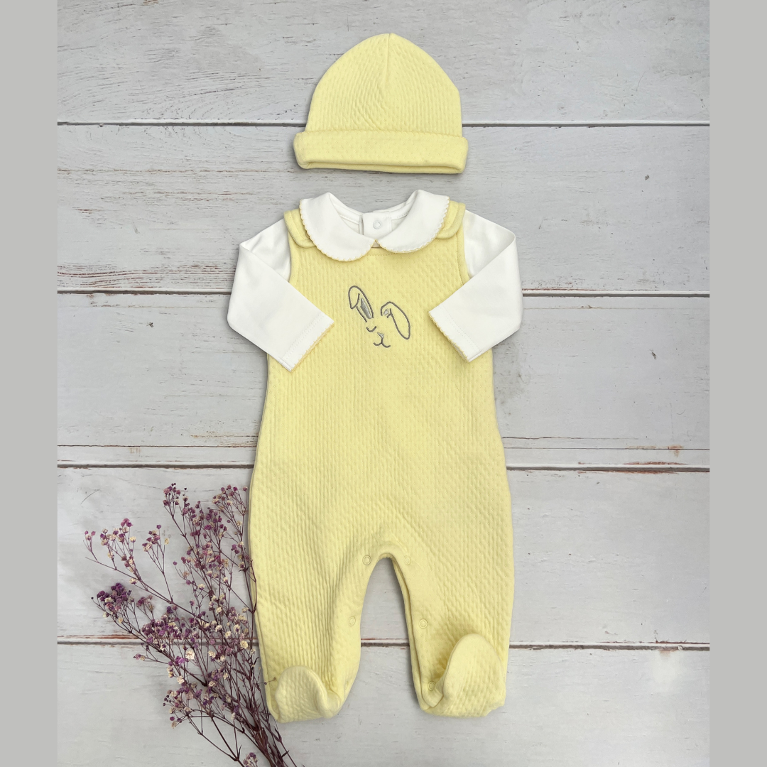 Conjunto Bebé Algodón Pima Overol y Mameluco Amarillo