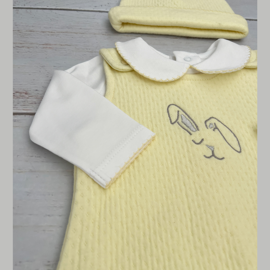 Conjunto Bebé Algodón Pima Overol y Mameluco Amarillo