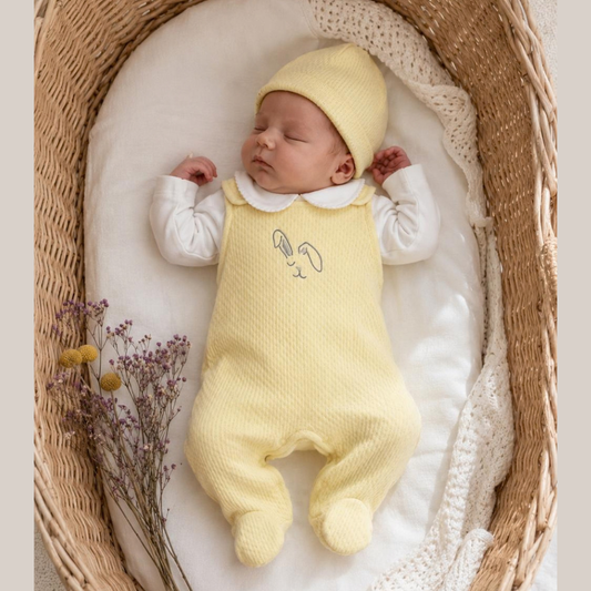 Conjunto Bebé Algodón Pima Overol y Mameluco Amarillo