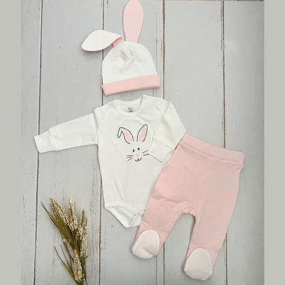 Conjunto 3 Prendas Algodon Pima Conejo Rosa